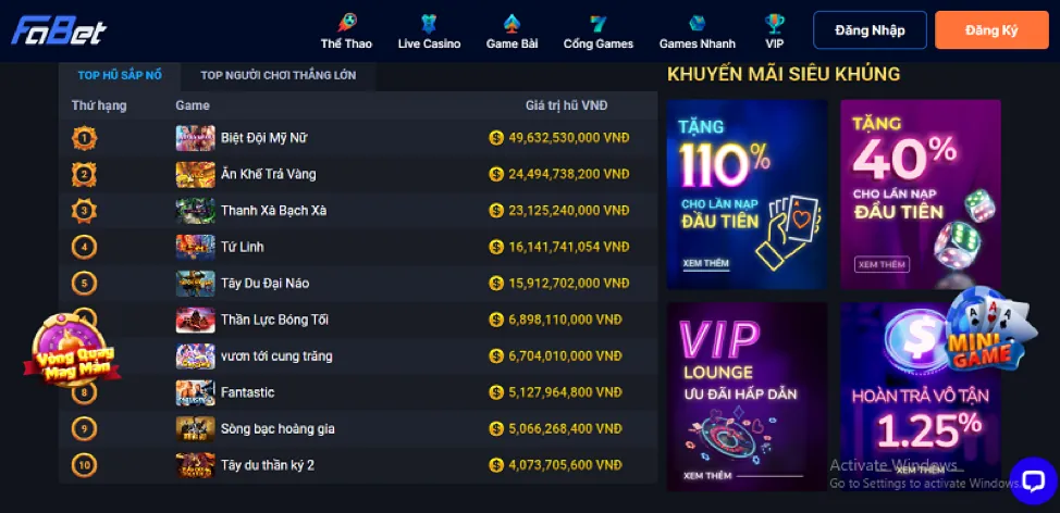 Khuyến mãi Slot Game 22win